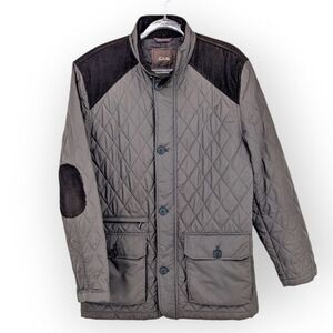 Tasso Elba Men's Field Jacket Quilted Corduroy Elbow Patch Brown Sz Medium Coat‎